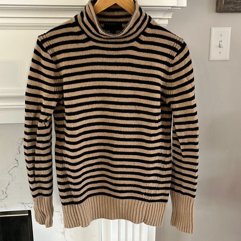 J Crew XS tan and black stripe sweater